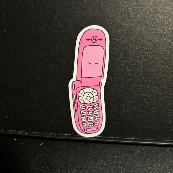 PINK FLIP CELL PHONE STICKER - Picture 1 of 1